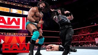 Roman Reigns amp Seth Rollins vs Kevin Owens amp Jinder Mahal Raw May 21 2018 [upl. by Swihart]