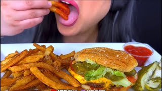 ASMR PHAN BITES ONLY CHEESEBURGER AND FRIES ASMR [upl. by Kinsley]