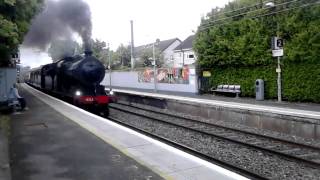 RPSI Steam train passes through Kilbarrack DART Station Dublin Ireland [upl. by Lleda690]