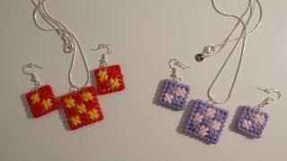 How to make a plastic canvas Earrings and Necklace [upl. by Llewej]