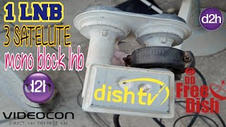 monoblock LNB setting DD free dish l How to use monoblock LNB l videocon d2h 88e new update [upl. by Nehtanhoj]