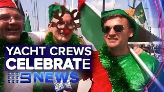 International Sydney to Hobart crews celebrate Christmas down under  Nine News Australia [upl. by Ahsart]