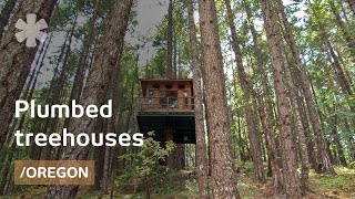 Fully plumbed DIY treehouses amp treecabin in OR quottreesortquot [upl. by Haleeuqa]