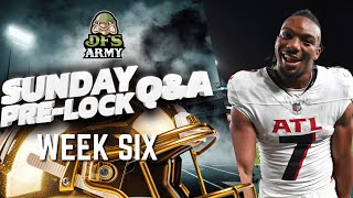 NFL Week 6 DFS PreLock Show  DFS Army [upl. by Leahcim]