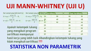 Uji Mann Whitney  Uji U [upl. by Hanford]