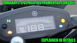 Yamaha FZS V3 BS6 Instrumental Console Explained in Details [upl. by Epoh]