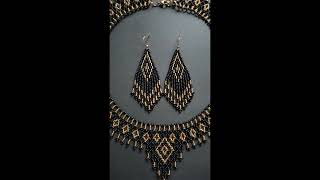 Beaded necklace tutorial seed bead earrings with fringes beading tutorials [upl. by Shiverick947]