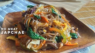 Easy Korean Japchae Recipe  No Meat Japchae  Tofu and Mushroom Japchae [upl. by Pump164]