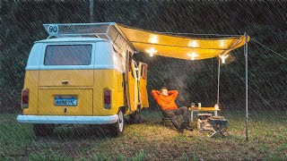 Camping in Heavy Rain With a Homemade Campervan [upl. by Elamrej]