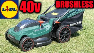 LIDL tondeuse à gazon 40V PARKSIDE brushless PRMA 40Li C1 40 CM cordless Lawn mower [upl. by Colvin]