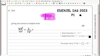 WMA1101 Edexcel IAL P1 January 2023Pure Mathematics P1  Q3 Integration power rule [upl. by Lemak]