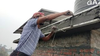 Plastering TechniquesLoft Plastering with Scroll BorderSunshade Plastering with Rain Border Design [upl. by Nolham368]