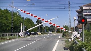 Spoorwegovergang San Benigno Canavese I  Railroad crossing  Passaggio a livello [upl. by Arannahs]