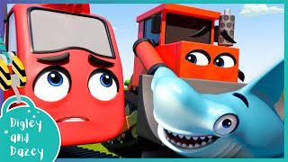 Shark Surprise 🚧 🚜  Digley and Dazey  Kids Construction Truck Cartoons [upl. by Accemahs]