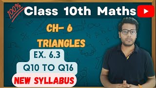 Class 10th Maths  Chapter 6  triangles  Exercise 63  Q10 to Q16  solutions [upl. by Buckingham997]