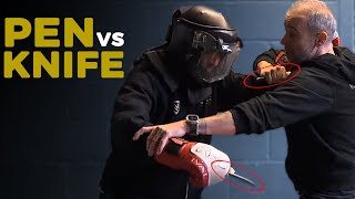 Tactical Pen Vs Knife Attack  Self Defense Techniques [upl. by Wayolle]