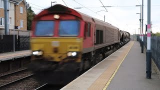 DB 66s on RHTT and GBRF 66717 on 6M79 at Harlington 30102024 [upl. by Nierman]