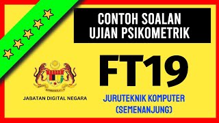 Contoh Soalan Ujian Psikometrik Juruteknik Komputer FT19 SEMENANJUNG Jabatan Digital Negara  MAMPU [upl. by Kimmy]