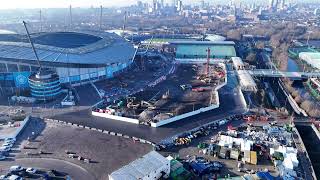 Etihad Stadium and Coop arena developments explored by drone Jan 2024  drone [upl. by Eloccin]