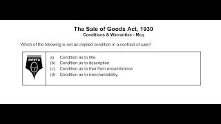 Condition amp Warranties – Sale of Goods Act  Multiple Choice Question Answer Explanation in Hindi [upl. by Loggins646]