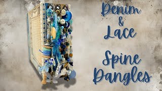 AWESOME JUNKJOURNAL JEWELRY  SPINE DANGLES  DENIM amp LACE COVER [upl. by Oivaf]