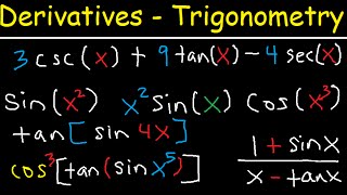 Derivatives of Trigonometric Functions  Product Rule Quotient amp Chain Rule  Calculus Tutorial [upl. by Kerrie]