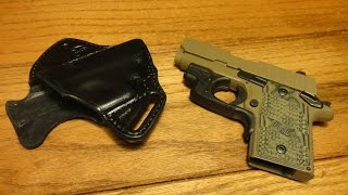 Leather OWB Holster for Sig P938 with CT laser by Winthrop Holsters [upl. by Leuas]