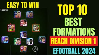 TOP 10 BEST FORMATIONS TO REACH DIVISION 1 IN EFootball 2024 Mobile  4132 Formation EFootball 2024 [upl. by Dent]