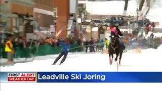 Annual Skijoring Event Takes Place In Leadville [upl. by Darrej]