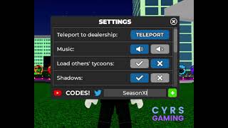 Car Dealership Tycoon CDT Codes July 2024 [upl. by Lanza]