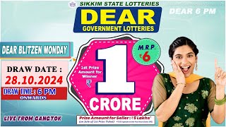 DEAR DESERT MONDAY WEEKLY DEAR 6 PM ONWARDS DRAW DATE 28102024 SIKKIM STATE LOTTERIES [upl. by Farmer]