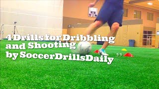 4 Soccer Drills for Dribbling and Shooting  SoccerDrillsDaily [upl. by Odnanref461]