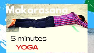 How to do Makarasana  Crocodile Pose  Benefits  shortsubscribeyogaasanaexercises [upl. by Casar]