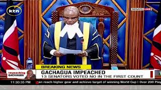 DP Gachagua Impeached Senate approves five counts out of 11 rejects six [upl. by Yekcim]