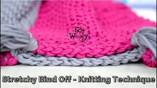 How to do a Stretchy Bind Off  A Knitting Technique great for Garter stitch projects  So Woolly [upl. by Ellenoj]