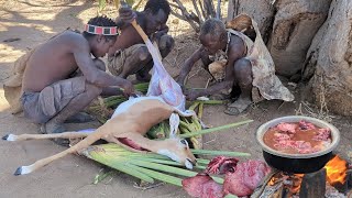 Hadzabe Morning hunting and cooking their food [upl. by Annaiel]