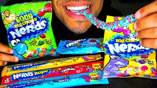 ASMR NERDS CANDY ROPE GUMMY CLUSTERS REVIEW EATING SOUNDS MUKBANG RAINBOW BIG CHEWY SOUR [upl. by Angie930]