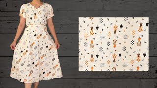 DIY Elegant Printed Dress Sewing Tutorial 🧵✨  Easy StepbyStep Guide [upl. by Bick]