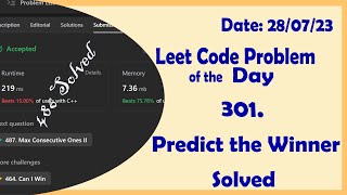 486  Predict the Winner  C  Leetcode Daily Challenge [upl. by Eetnwahs897]