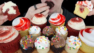 ASMR Cupcake Assortment Chocolate amp Vanilla Sprinkles Red Velvet Strawberry Shortcake [upl. by Astiram]