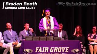 Braden Booth 2023 Fair Grove High School Graduate Speaker [upl. by Annoyik]