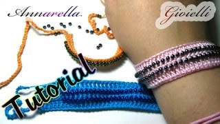 Tutorial  Come inserire le perline alluncinetto  Bracciale  Crochet bracelet with beads [upl. by Shargel]