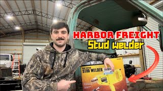 69 C10 Testing The Harbor Freight Stud Welder On The Cab Corner [upl. by Verney]