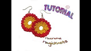 Macrame Flower Earrings DIY ♥ Macrame Magic Knots ♥ [upl. by Gaddi]