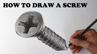 screw drawing  how to draw a realistic screw [upl. by Barabas199]