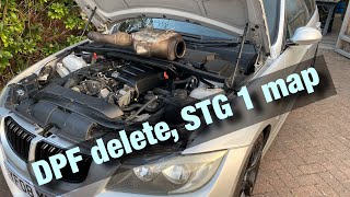 BMW e91 e92 e90 330d m57 DPF downpipe delete and STG 1 remap [upl. by Ahsekin945]