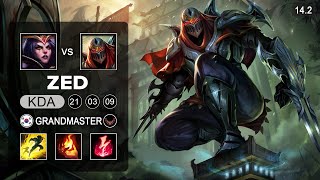 Zed vs LeBlanc Mid  KR Grandmaster  Patch 142 Season 14 [upl. by Eseneg582]