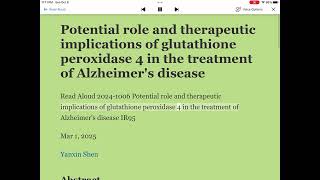 Potential role and therapeutic implications of glutathione peroxidase 4 treatment Alzheimer disease [upl. by Eux]