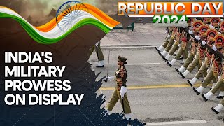 Republic Day Parade 2024 Allwomen TriService contingent marches down  WION [upl. by Zulema]