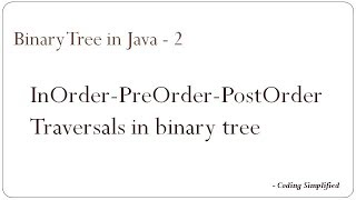 Binary Tree in Java  2 Inorder PreOrder amp PostOrder Traversals in Binary Tree [upl. by Eirahs380]